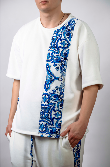 Tricou Oversize Alb Azzuro