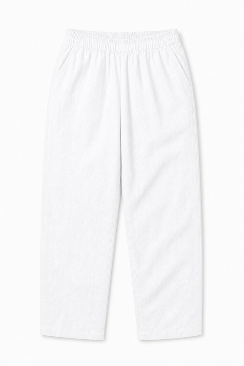 Pantaloni Albi din In